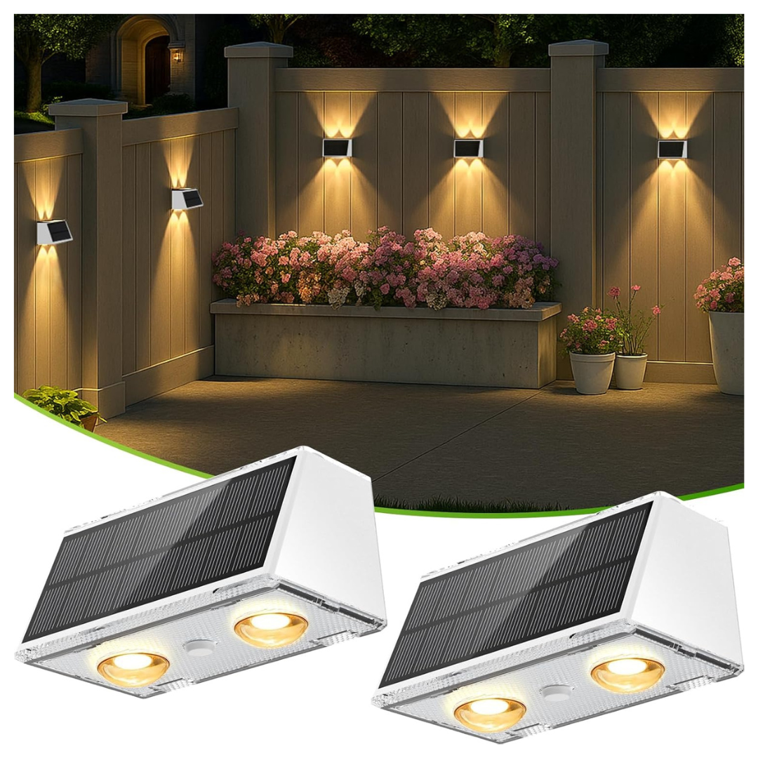 2-Pack Lansow 9-Mode Solar Powered Fence Lights