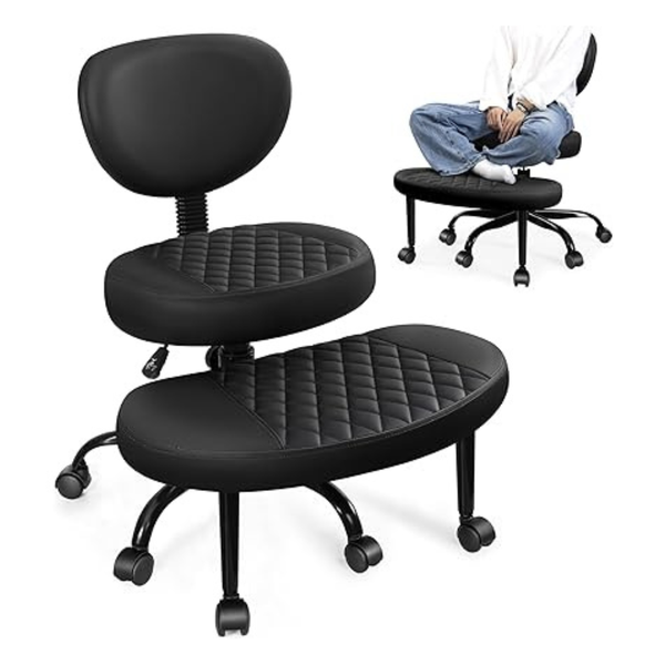 Ergonomic Adjustable Height Cross Legged Office Chair With Wheels