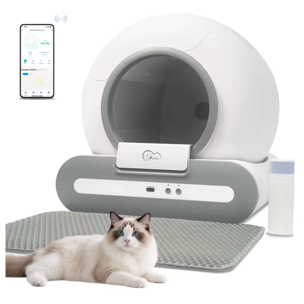 Doel 65L Self-Cleaning Cat Litter Box With Mat & Trash Bags