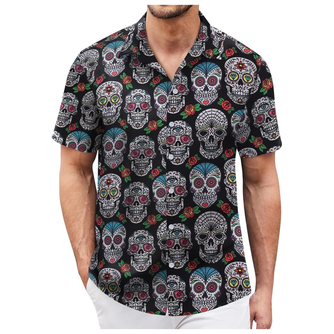 Men's Button Down Short Sleeve Printed Tropical Hawaiian Shirt