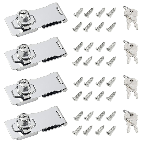 4-Pack I-Easydww 4 Inch Keyed Hasp Lock
