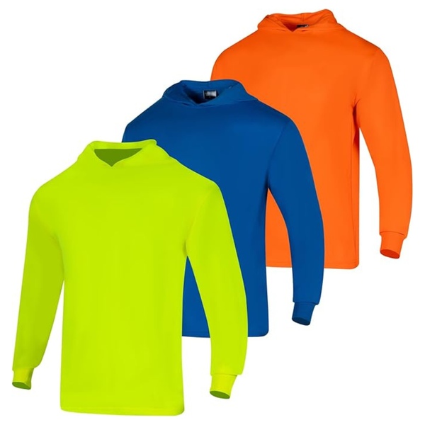 3-Pack Vendace High Visibility Safety Long Sleeve T-Shirts With Hood