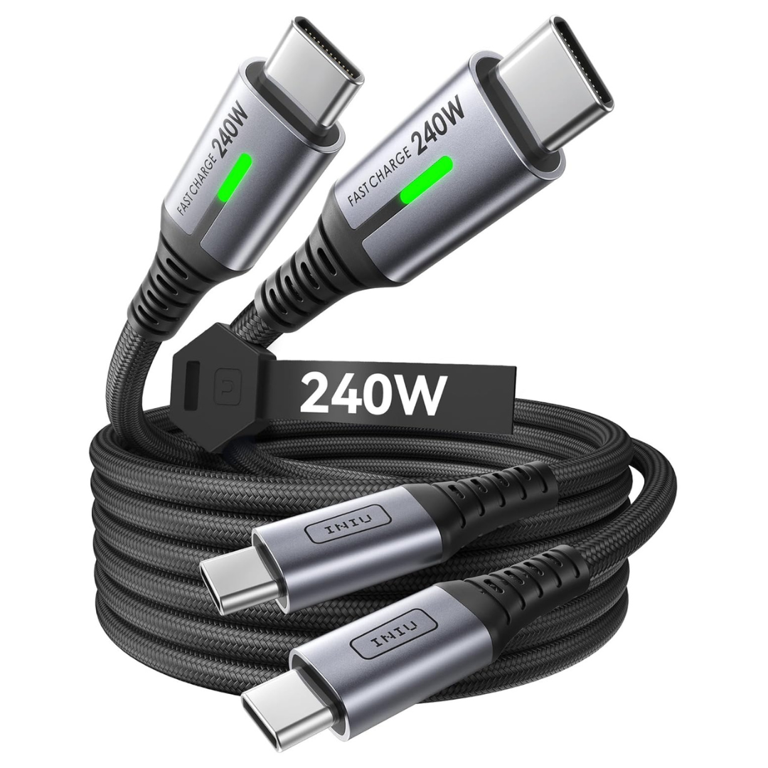 6.6ft INIU 240W USB-C To USB-C Braided Charging Cable