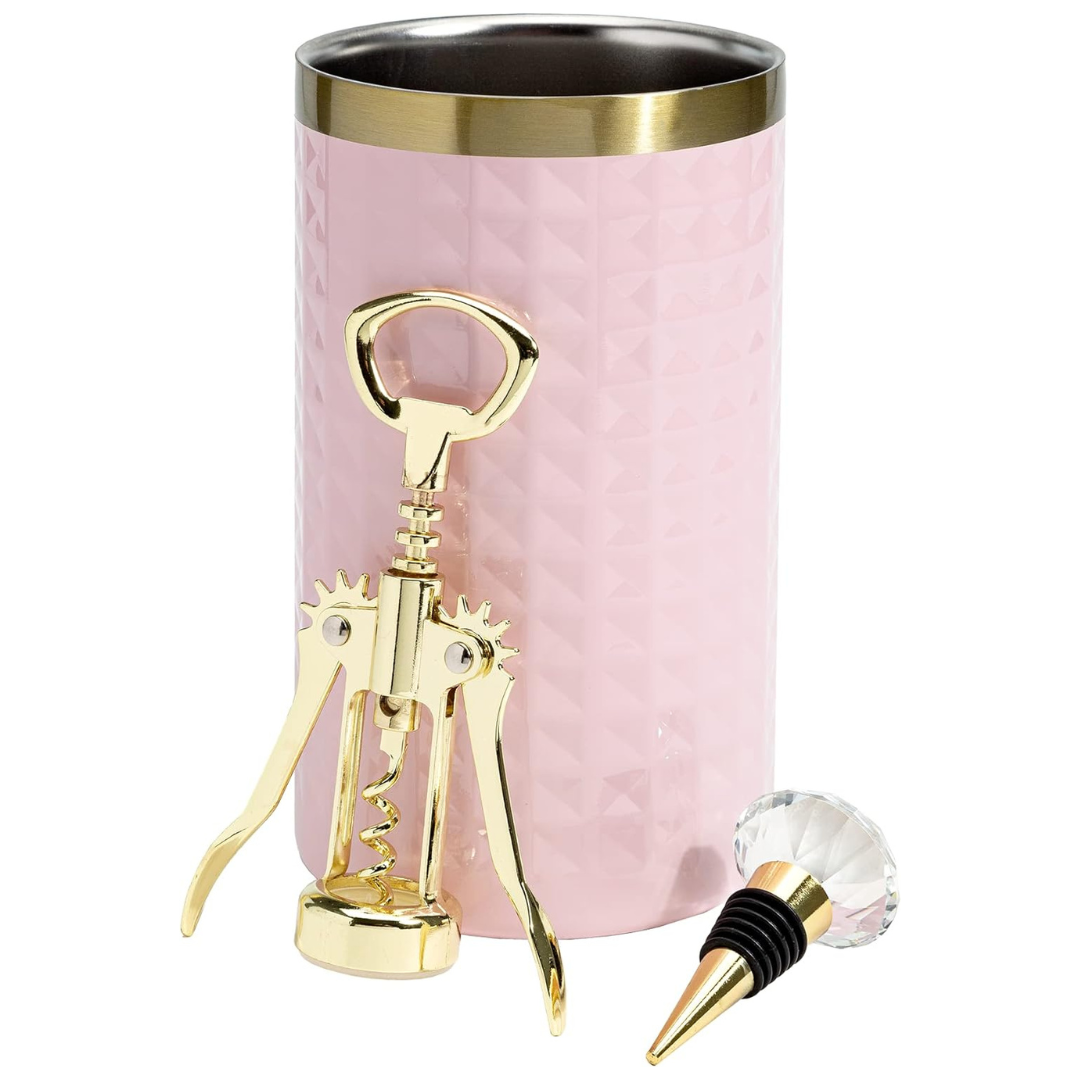 3-Piece Insulated Double Wall Corkscrew Wine Bottle Chiller Set