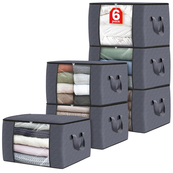 6-Pack Foldable Thick Fabric Clothes Storage Bags
