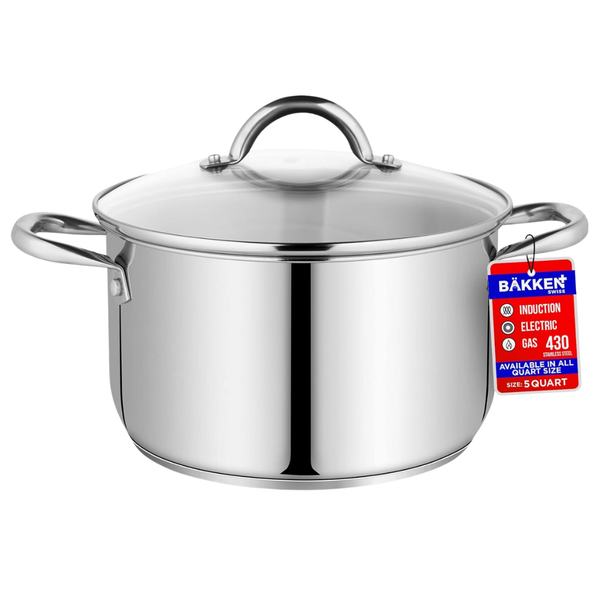 Bakken Swiss 5 Quart Stainless Steel Stockpot With Glass Lid