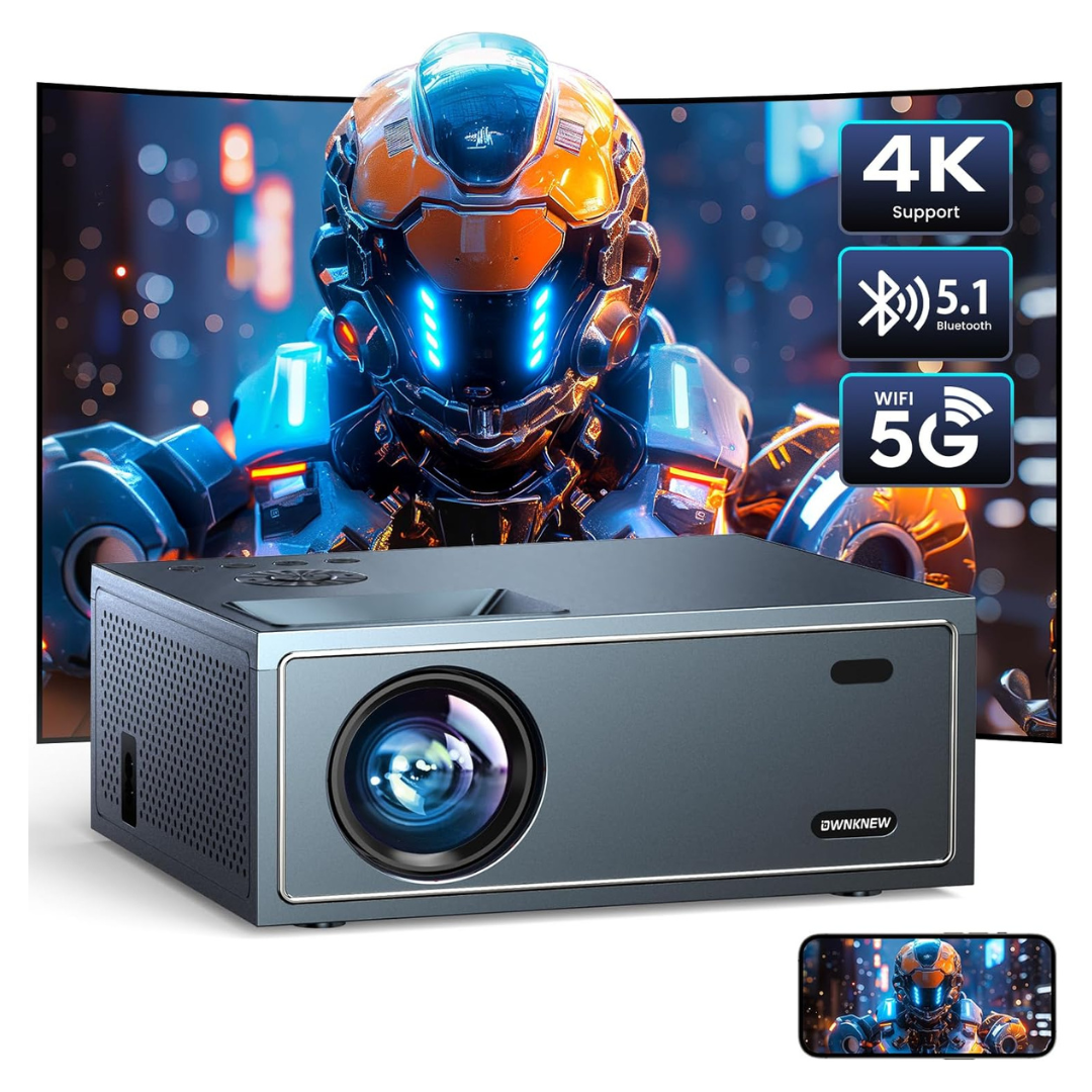 Ownknew 4K Support Mini Projector W/ WiFi & Bluetooth