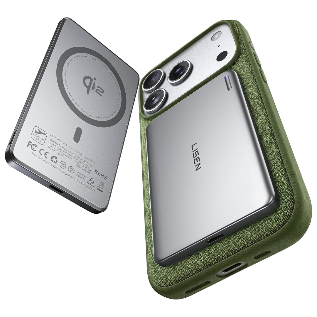 LISEN Qi2 15W MagSafe 5000mAh Slim Wireless Power Bank