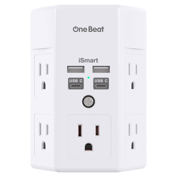 One Beat 3-Prong Wall Outlet Surge Protector (5x AC & 4x USB)