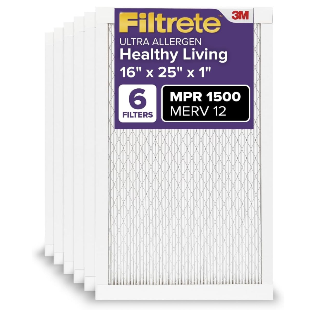 6-Pack 3M Filtrete MERV 12 MPR 1500 Air Furnace Filter