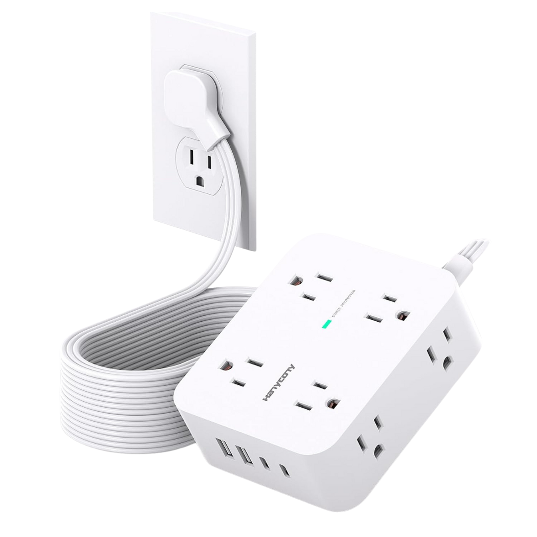 1080J Long Cord Surge Protector Power Strip With 8 AC Outlets