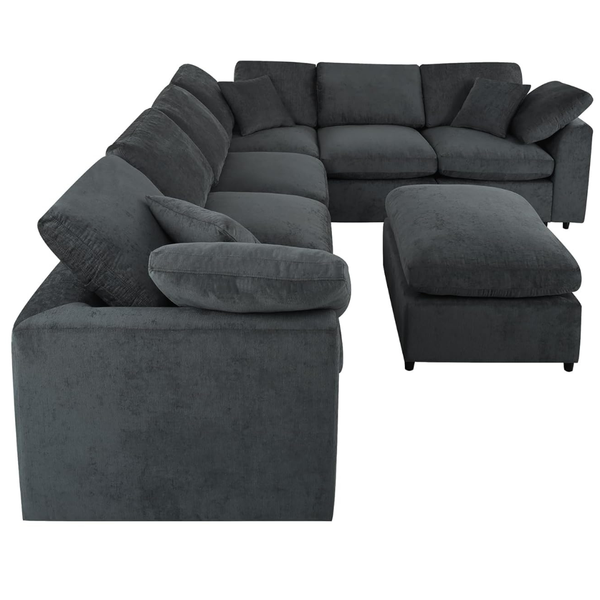 Modern L-Shaped Modular Sectional Sofa With Ottoman