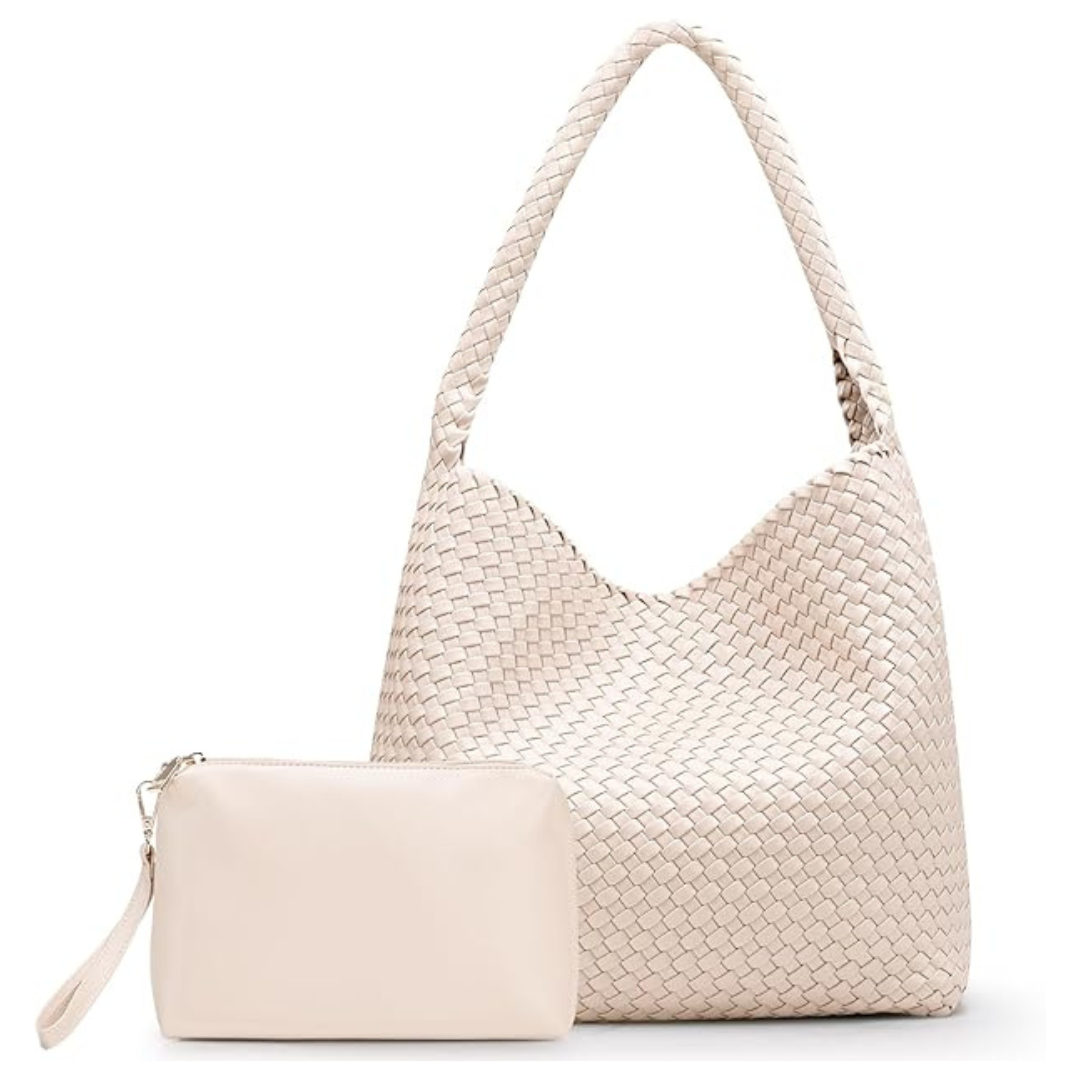 Women's Woven Large Fashion Shoulder Tote Bag With Purse