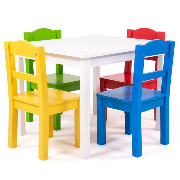 Kids Sturdy Durable Wooden Table And 4 Chairs Set