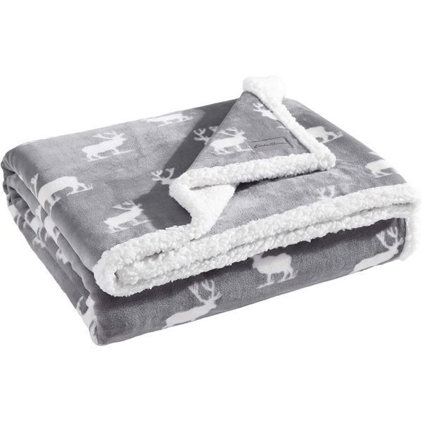 50" x 60" Eddie Bauer Brushed Fleece & Plush Sherpa Bedding Throw Blanket
