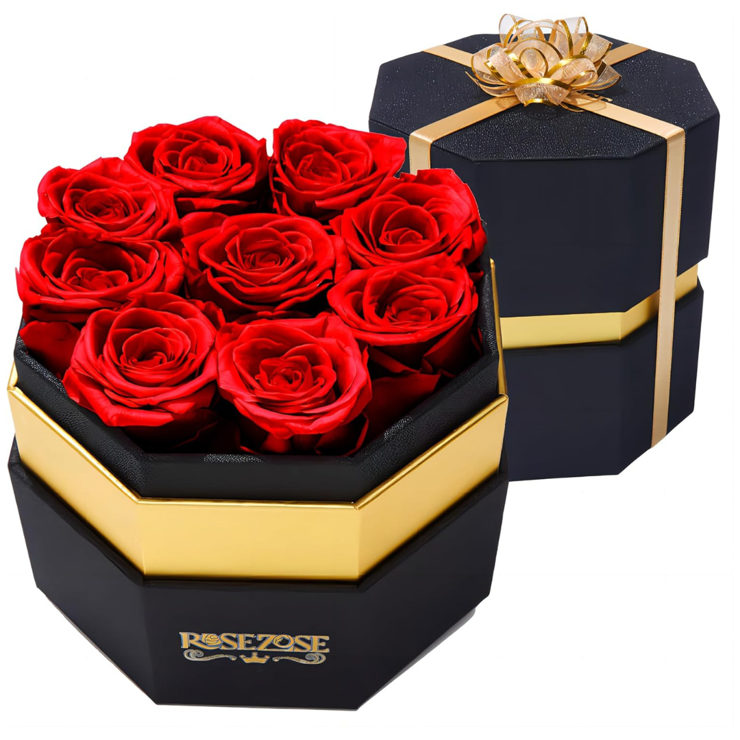 RoseZose Preserved Red Forever Rose Gift Box