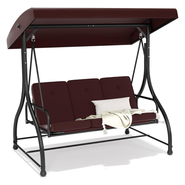 3-Seat Outdoor Heavy Duty Steel Frame Patio Swing Glider