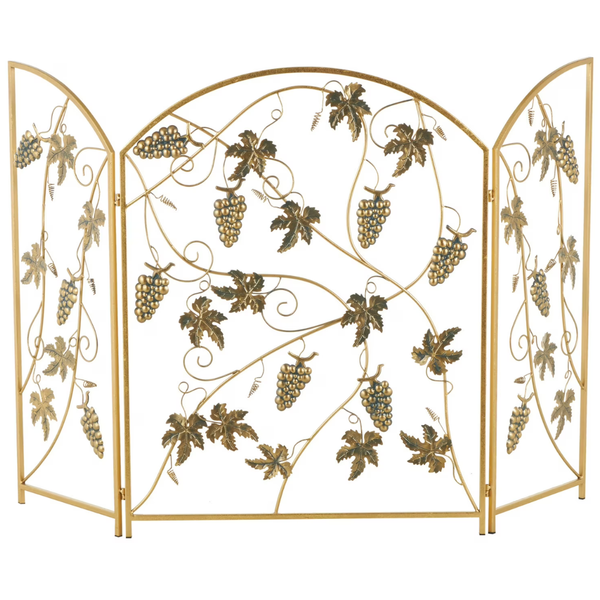 29" x 36" DecMode Gold Metal Fruit Fireplace Screen