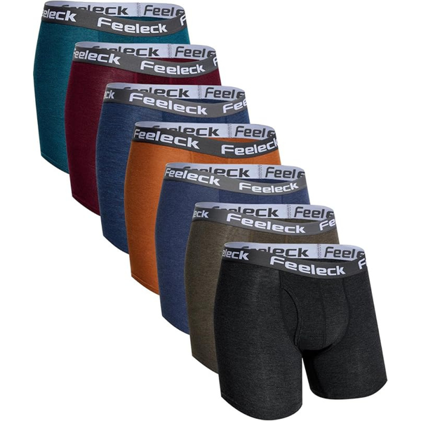 7-Pack Feeleck Men's Moisture Wicking Rayon Boxer Briefs