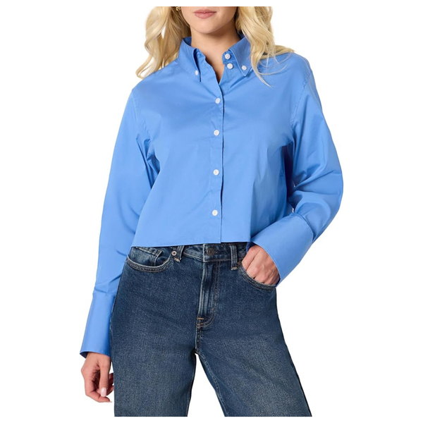 Amazon Essentials Women's Oversized Cropped Poplin Shirt