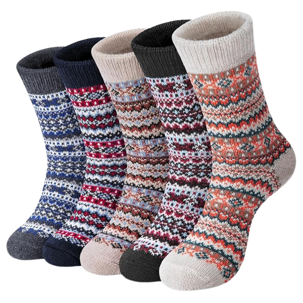 5-Pair Loritta Women's Wool Crew Socks