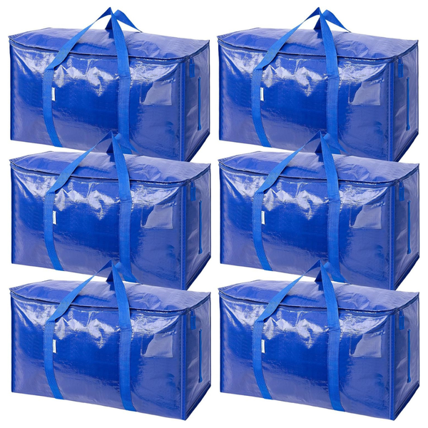 6-Pack Extra Large 18 Gallon Moving Bags With Zippers