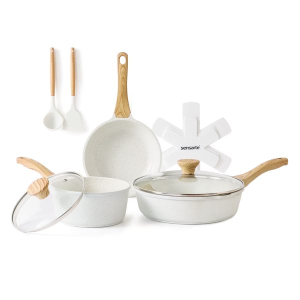 10-Piece Sensarte Ceramic Healthy Nonstick Cookware Set