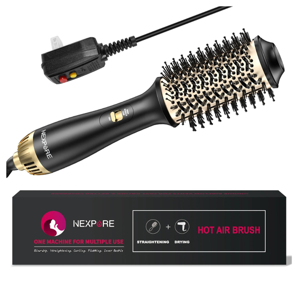 Upgraded 4-in-1 Ion Anti-Frizz Titanium Barrel Hot Air Hair Dryer Brush
