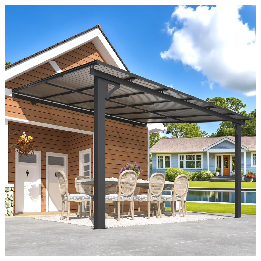 Aecojoy 10ft x 12ft Wall-Mounted Outdoor Hardtop Gazebo