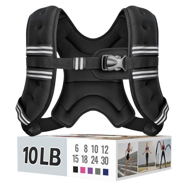 Unisex 10 lb Adjustable Weighted Vest With Reflective Stripe