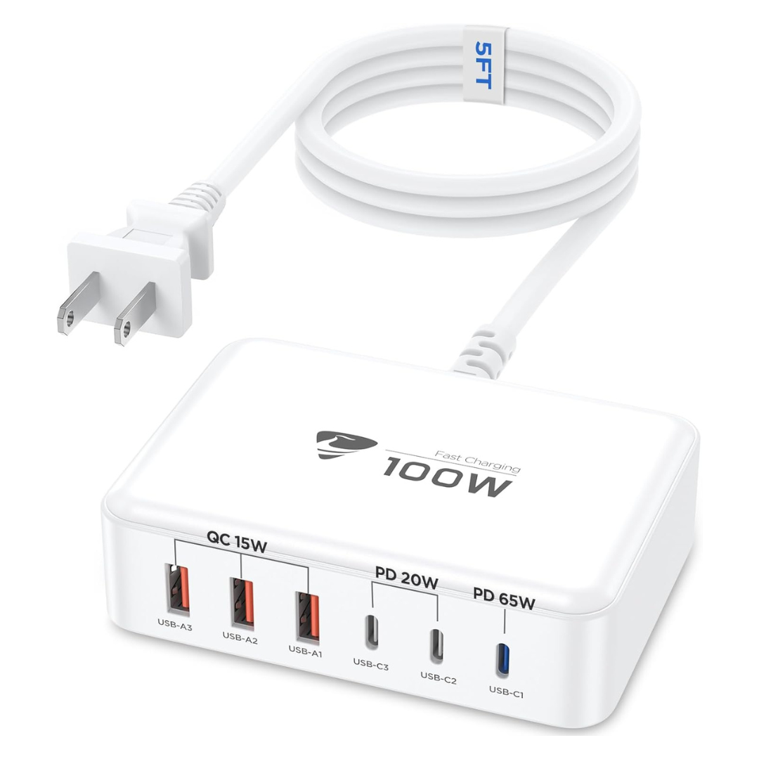100W USB C Fast Charger Station 6 Ports