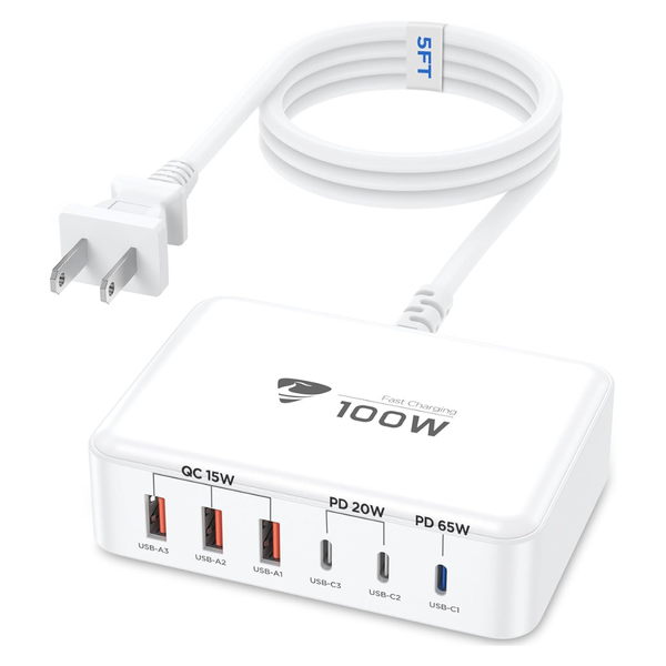 100W USB C Fast Charger Station 6 Ports