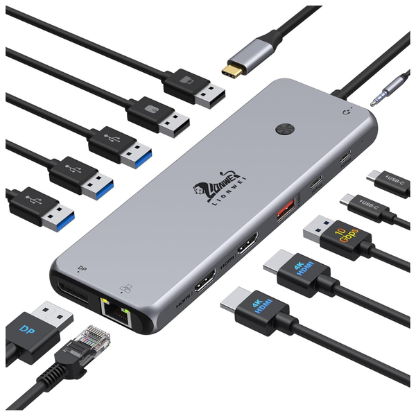 Lionwei 13-in-1 4K 60Hz Triple Display USB-C Docking Station
