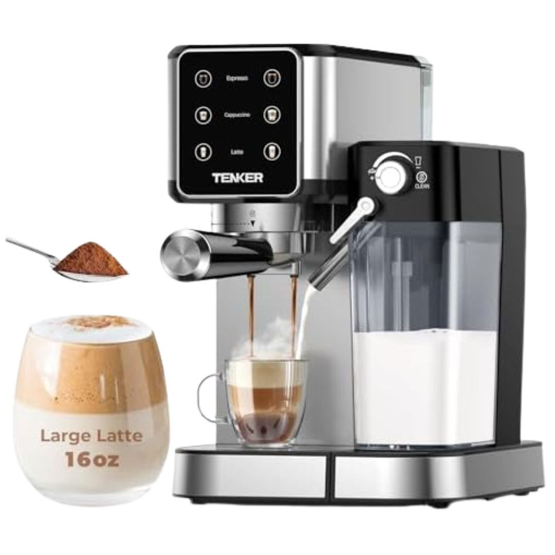 20-Bar Stainless Steel Espresso Machine With Milk Frother