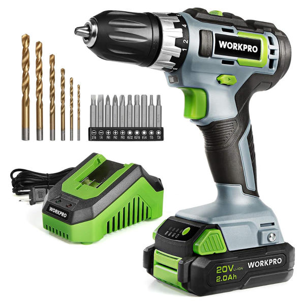 Workpro 20V 3/8" Cordless Drill/Driver Kit With Battery