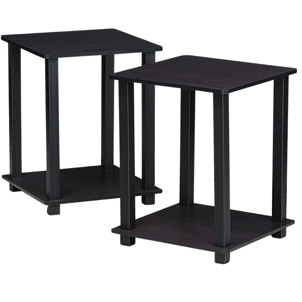 2-Pack Furinno 2-Tier Square End Tables