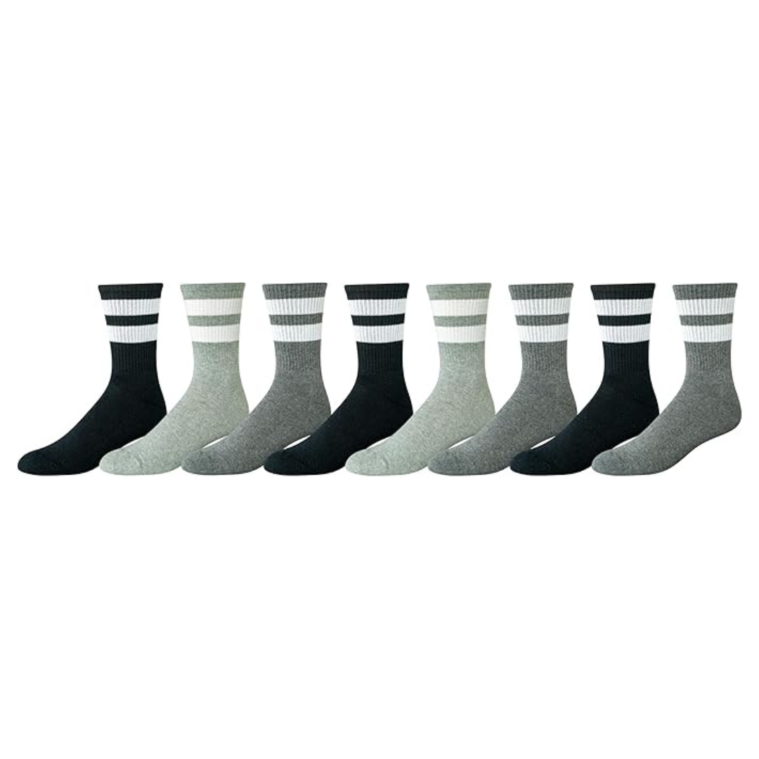 8-Pairs Amazon Essentials Men's Retro Stripe Crew Sock
