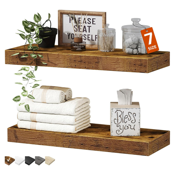 Set Of 2 16" x 7" Wall Mounted Bathroom Floating Shelves
