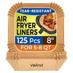 125-Piece 8" Square Disposable Non-Stick Air Fryer Liners For Microwave