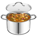 5 QT Stainless Steel Stockpot With Tempered Glass Lid