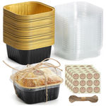 50-Pack Mini Square Aluminum Foil Baking Cups With Lids