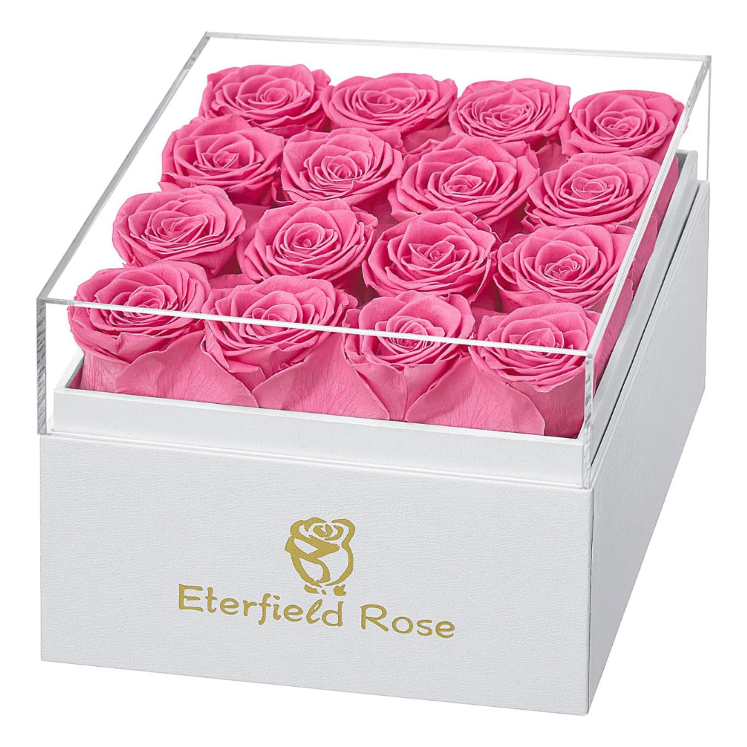 Eterfield Forever Flowers Preserved Roses With 16 Pink Roses