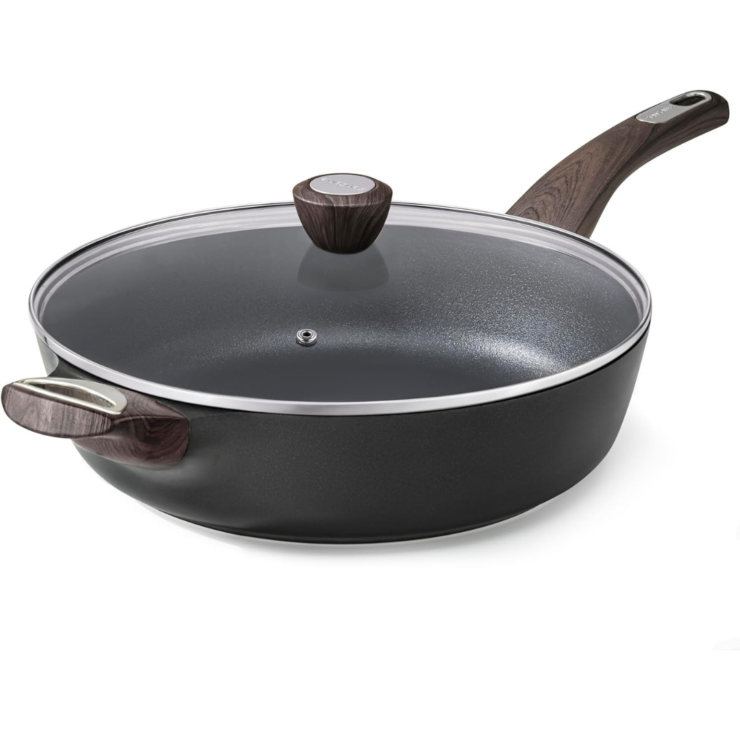 12" Sensarte 5 Qt Nonstick Deep Frying Pan With Lid