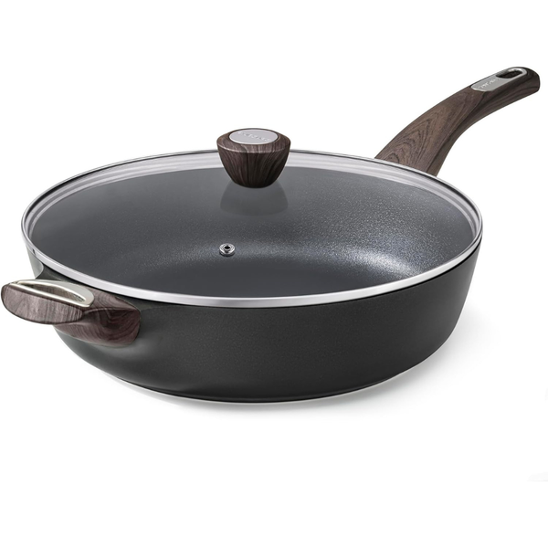 12" Sensarte 5 Qt Nonstick Deep Frying Pan With Lid