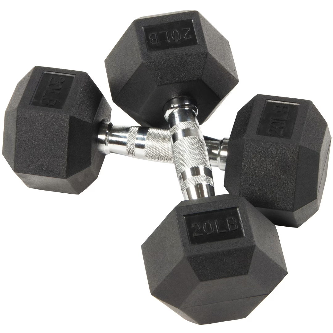 20 lbs Pair BalanceFrom Rubber Encased Hex Dumbbells