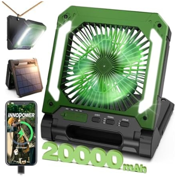 Innopower 20000mAh Rechargeable Solar Camping Fan