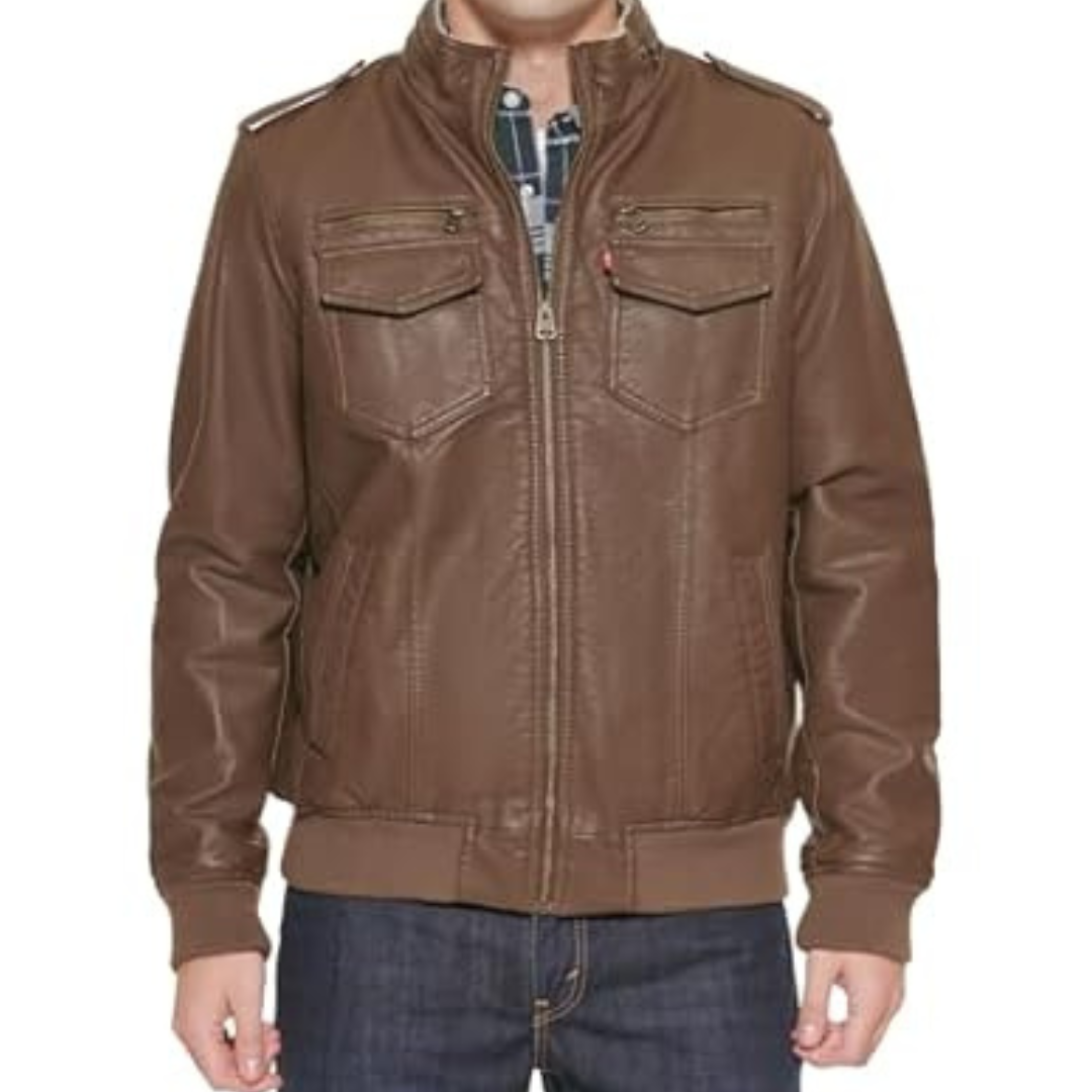 Levi's Men's Sherpa Aviator Bomber Faux Leather Jacket