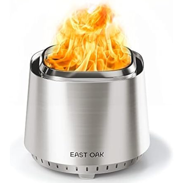 East Oak 17 Stainless Steel Smokeless Fire Pit w/Fire Poker and Stand