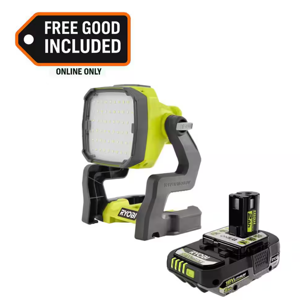 RYOBI ONE+ 18V Hybrid LED Work Light w/ 2.0 Ah Battery