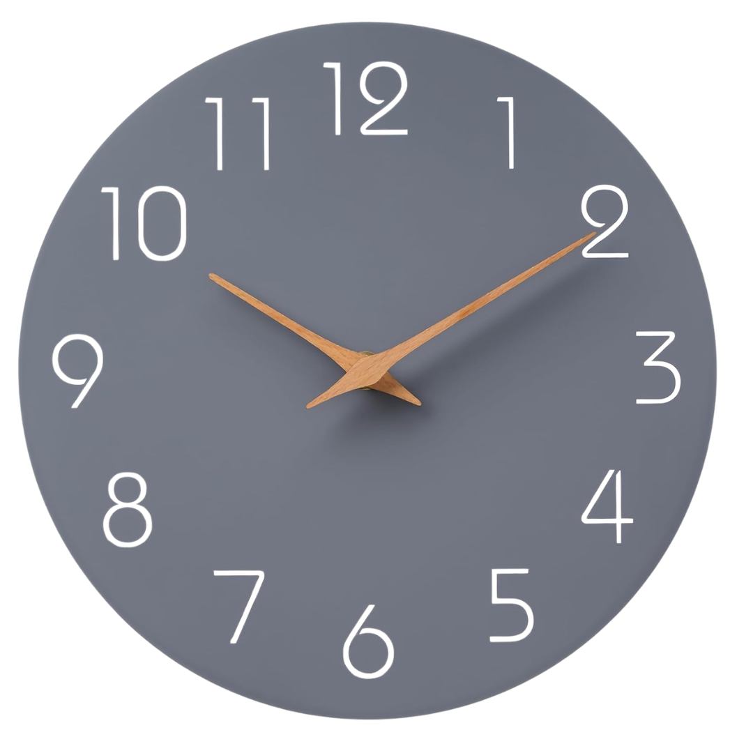 8" Gray Silent Non Ticking Battery Operated Modern Wall Clock